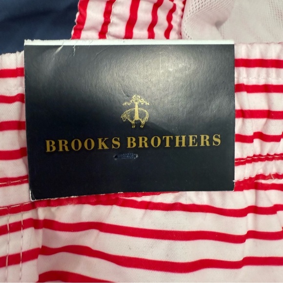NWT Brooks Brothers Swim Trunks XXL Red Blue Flag Shorts Swimsuit *color Flaw - Picture 7 of 14